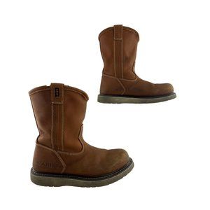 Men's Ariat Rebar Wedge Brown Leather Composite Toe Work Boots Size 8.5 D